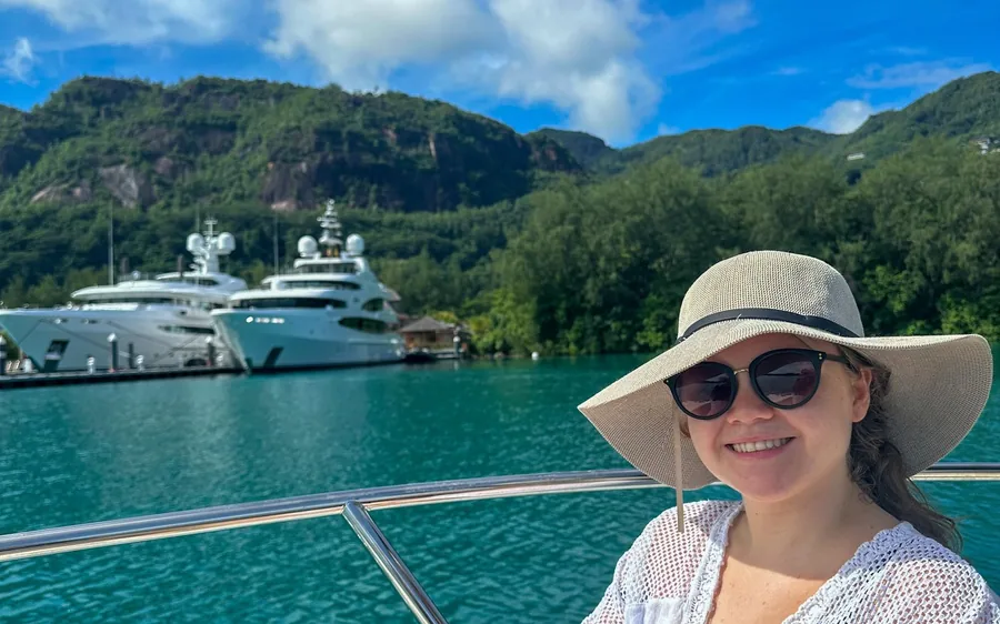 A private boat in the Sainte Anne Marine National Park